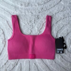 Sommer Ray Ribbed Sports Bra / Crop Top — Pink (S)